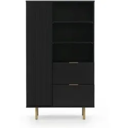 Höffner Highboard  Bianco ¦ schwarz ¦ Maße (cm): B: 80 H: 140