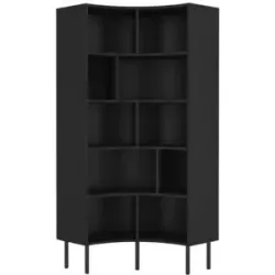 Höffner Standregal  Horn ¦ schwarz ¦ Maße (cm): B: 80 H: 181