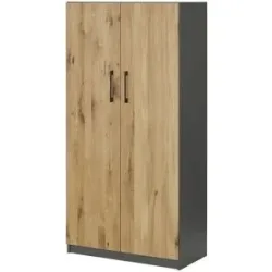 Höffner Aktenschrank mit Massivholzfront SOLIDLine ¦ grau ¦ Maße (cm): B: 80 H: 159,8 T: