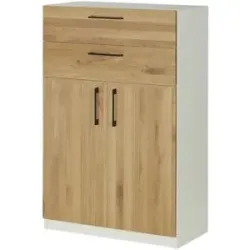 Höffner Aktenschrank mit Massivholzfront SOLIDLine ¦ weiß ¦ Maße (cm): B: 80 H: 121,4 T: