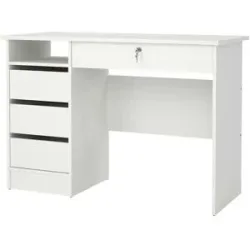 Höffner Büroschreibtisch  Finow ¦ weiß ¦ Maße (cm): B: 109,3 H: 75,6 T: 48.5