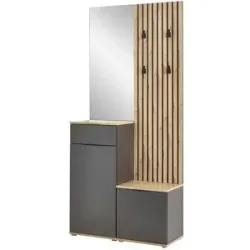 Höffner Kompaktgarderobe  Rovereto ¦ grau ¦ Maße (cm): B: 88 H: 195 T: 35.0