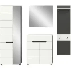 Höffner Garderobenkombination 3-teilig  Canu ¦ grau ¦ Maße (cm): B: 220 H: 190