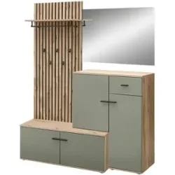 Höffner Kompaktgarderobe  Rovereto ¦ grün ¦ Maße (cm): B: 148 H: 199 T: 38.0
