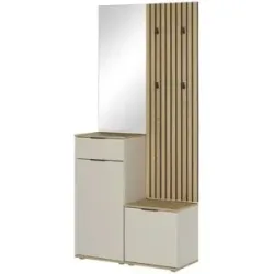Höffner Kompaktgarderobe  Rovereto ¦ creme ¦ Maße (cm): B: 88 H: 195 T: 35.0