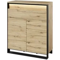 Höffner Kommode mit Beleuchtung Quorn ¦ holzfarben ¦ Maße (cm): B: 92 H: 113 T: 40.0