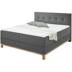 Höffner Home Boxspringbett mit Bettkasten Catania ¦ grau ¦ Maße (cm): B: 182 H: