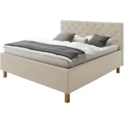 Höffner Polsterbettgestell mit Bettkasten San Remo ¦ beige ¦ Maße (cm): B: 170 H: 120