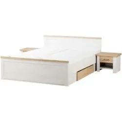Höffner Bett mit 2 Nachtkommoden  Lancaster ¦ weiß ¦ Maße (cm): B: 306 H: 91