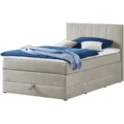 Höffner Boxspringbett 120x200 Prince ¦ grau ¦ Maße (cm): B: 121 H: 107