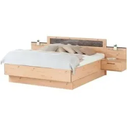 Höffner Bettanlage  Birmingham ¦ holzfarben ¦ Maße (cm): B: 186 H: 97 T: 207.0
