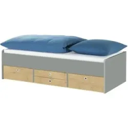 Höffner Schubkastenbett  Grow Up ¦ grau ¦ Maße (cm): B: 127 H: 54,5