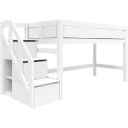 Lifetime Halbhohes Bett mit Treppe   ¦ weiß ¦ Maße (cm): B: 257 H: 128 T: 102.0