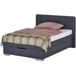 Höffner Boxspringbett mit Bettkasten Hackney ¦ blau ¦ Maße (cm): B: 141 H: 109