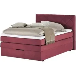 Höffner Boxspringbett mit Bettkasten Princess ¦ rot ¦ Maße (cm): B: 132 H: 116