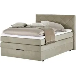 Höffner Boxspringbett mit Bettkasten Princess ¦ beige ¦ Maße (cm): B: 132 H: 116