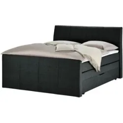 Höffner Boxspringbett mit Bettkasten und Topper Baron ¦ schwarz ¦ Maße (cm): B: 188 H: