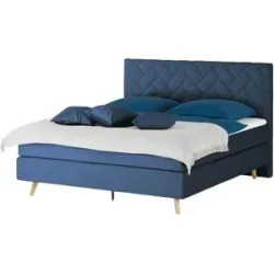 Höffner Boxspringbett  Weave ¦ blau ¦ Maße (cm): B: 140 H: 122