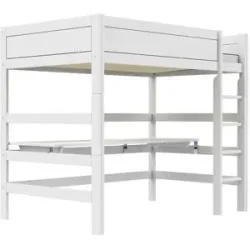 Lifetime Hochbett mit Leiter und Schreibtisch 120cm  Basis ¦ weiß ¦ Maße (cm):