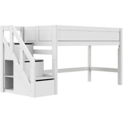 Lifetime halbhohes Bett mit Treppe 120cm  Basis ¦ weiß ¦ Maße (cm): B: 257 H:
