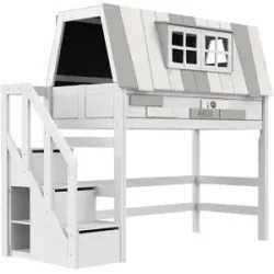 Lifetime Mittelhohes Abenteuerbett mit Treppe  My Hangout ¦ weiß ¦ Maße (cm): B: