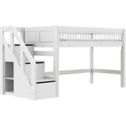 Lifetime Halbhohes Bett mit Treppe  Breeze ¦ weiß ¦ Maße (cm): B: 257 H: 128 T: