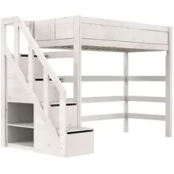 Lifetime Hochbett mit Treppe  Basis ¦ weiß ¦ Maße (cm): B: 257 H: 177 T: 132.0