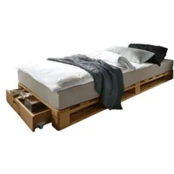 Höffner Palettenbett mit Stauraum Dallas ¦ holzfarben ¦ Maße (cm): B: 90 H: 14