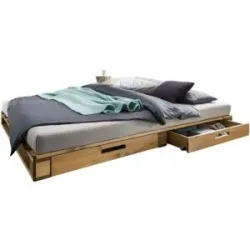 Höffner Palettenbett mit Stauraum Dallas ¦ holzfarben ¦ Maße (cm): B: 140 H: 14