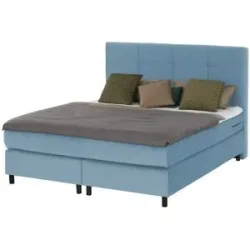 Höffner Boxspringbett  Wind ¦ blau ¦ Maße (cm): B: 140 H: 152