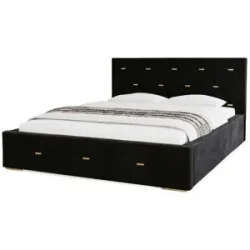 Höffner Polsterbett mit Stauraum  Gwithian ¦ schwarz ¦ Maße (cm): B: 135 H: 100