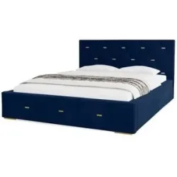 Höffner Polsterbett mit Stauraum  Gwithian ¦ blau ¦ Maße (cm): B: 215 H: 100
