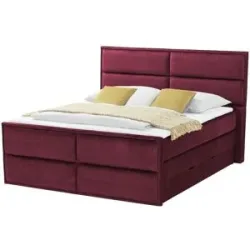 Höffner Boxspringbett mit Bettkasten Crocco ¦ rot ¦ Maße (cm): B: 157 H: 136