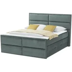 Höffner Boxspringbett mit Bettkasten Crocco ¦ blau ¦ Maße (cm): B: 177 H: 136