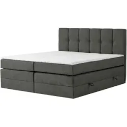 Höffner Boxspringbett mit Bettkasten Leeds ¦ grau ¦ Maße (cm): B: 160 H: 121