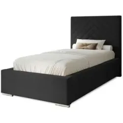Höffner Polsterbett mit Stauraum Aberfeldy ¦ schwarz ¦ Maße (cm): B: 95 H: 100
