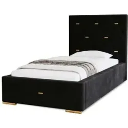 Höffner Polsterbett mit Stauraum  Gwithian ¦ schwarz ¦ Maße (cm): B: 95 H: 100