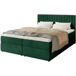 Höffner Boxbett mit Bettkasten und Topper Drayton ¦ grün ¦ Maße (cm): B: 140 H: 102