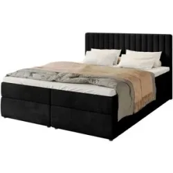 Höffner Boxbett mit Bettkasten und Topper Drayton ¦ schwarz ¦ Maße (cm): B: 180 H: 102