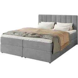 Höffner Boxbett mit Stauraum und Topper Devora ¦ grau ¦ Maße (cm): B: 160 H: 102