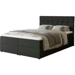 Höffner Boxbett mit Stauraum und Topper Dartford ¦ schwarz ¦ Maße (cm): B: 140 H: 102