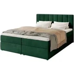 Höffner Boxbett mit Stauraum und Topper Devora ¦ grün ¦ Maße (cm): B: 180 H: 102