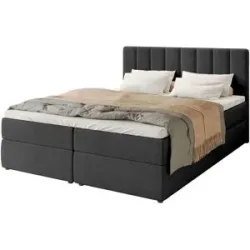 Höffner Boxbett mit Stauraum und Topper Devora ¦ schwarz ¦ Maße (cm): B: 140 H: 102