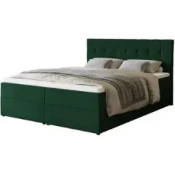 Höffner Boxbett mit Stauraum und Topper Dartford ¦ grün ¦ Maße (cm): B: 160 H: 102