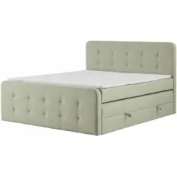 Höffner Boxspringbett mit Bettkasten Neapel ¦ grün ¦ Maße (cm): B: 200 H: 121