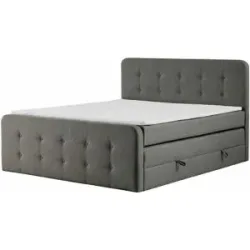 Höffner Boxspringbett mit Bettkasten Neapel ¦ grau ¦ Maße (cm): B: 200 H: 121