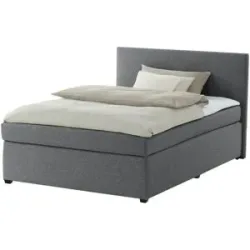 Höffner Boxspringbett mit Matratze und Topper  H3 Duke ¦ grau ¦ Maße (cm): B: 147 H: 104