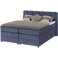 Höffner Boxspringbett mit Bettkasten Claire ¦ blau ¦ Maße (cm): B: 196 H: 115