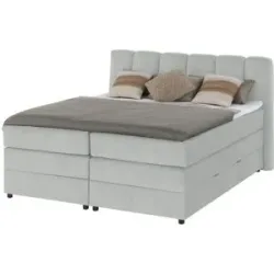 Höffner Boxspringbett mit Bettkasten Claire ¦ grau ¦ Maße (cm): B: 196 H: 115