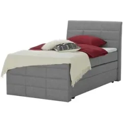 Höffner Boxspringbett mit Bettkasten und Topper Baron ¦ grau ¦ Maße (cm): B: 149 H: 124